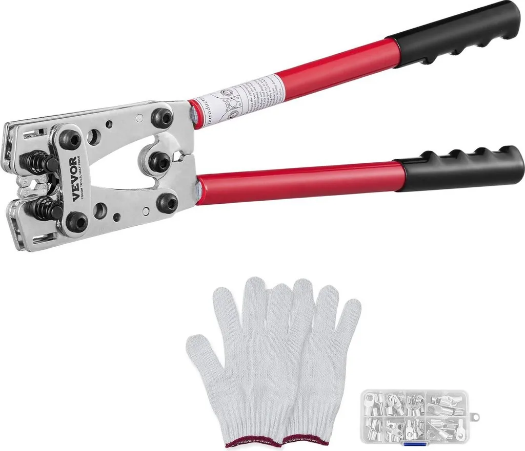 Crimpatrice Professionale 10-1/0 AWG | Kit 60 Capicorda per Batteria