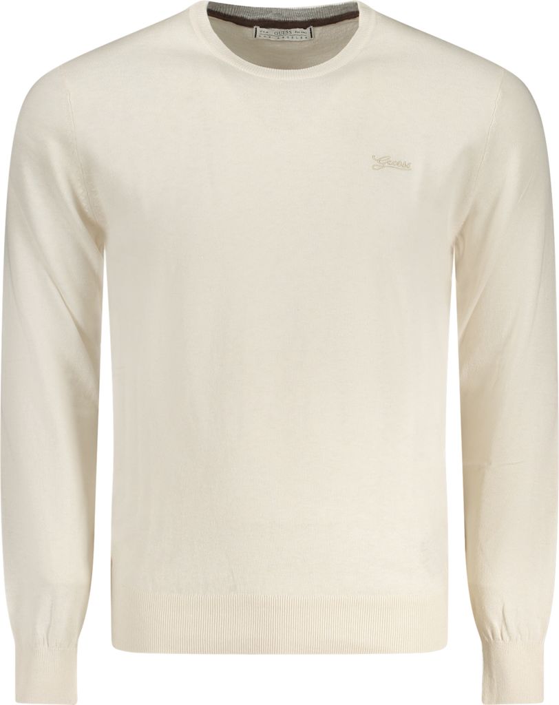 Weißer Herren Pullover mit Rundhalsausschnitt und Stickerei-Logo
