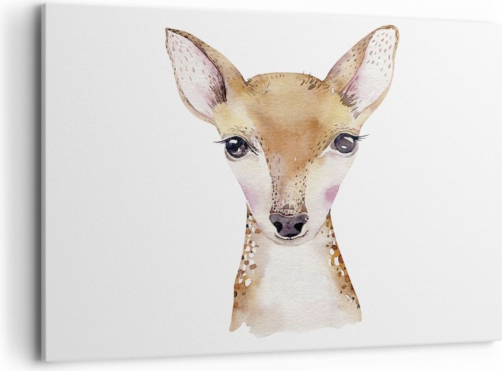 Bild auf Leinwand - Leinwandbild - Einteilig - Damhirschkuh Grafiken Kinder - 100x70cm - Wand Bild - Wanddeko - Wandbilder - Leinwanddruck - Bilder...