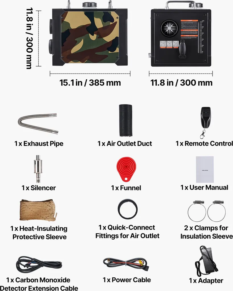 Chauffage stationnaire Bluetooth 8kW avec réservoir 7L et écran LCD