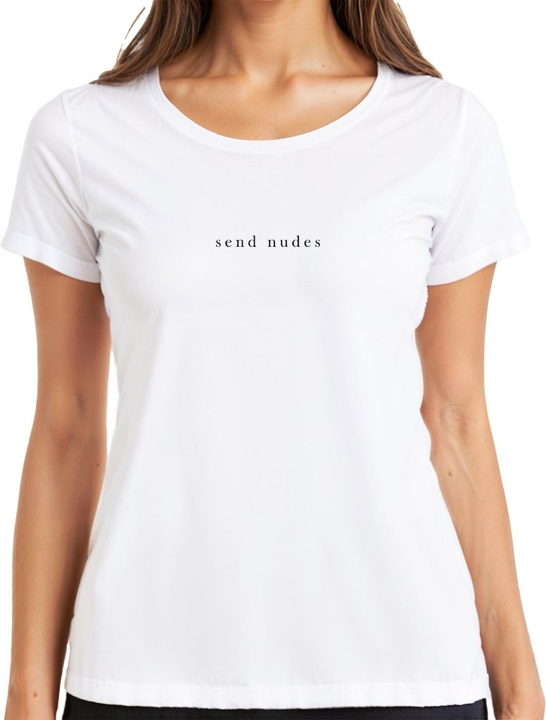 send nudes frech humorvoll minimalistisch lustig anime otakus Damen T-Shirt, Weiß, S