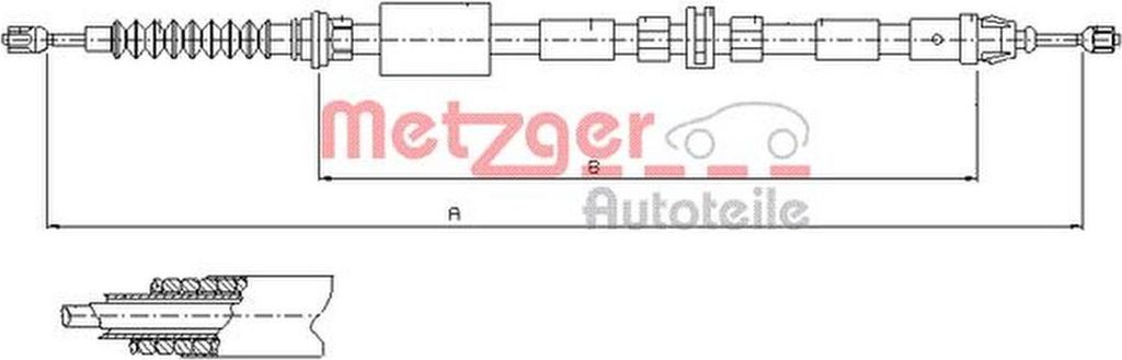 METZGER Handbremsseil 11.5511 hinten links hinten rechts links 1735/1532mm