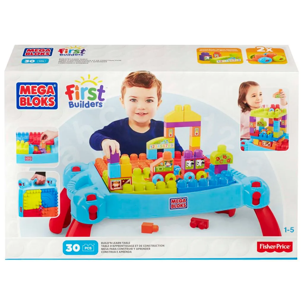 Table de construction Mega Bloks interactive avec rangement intégré