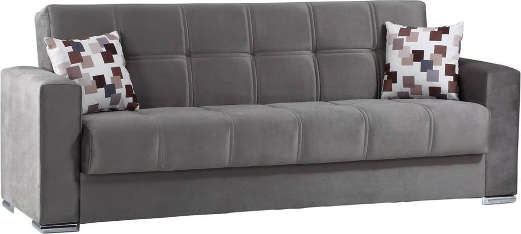 Schlafsofa Ddelori, Lineares 3-Sitzer-Container-Schlafsofa, Wohnzimmersofa aus gepolstertem Stoff mit Klick-Klack-Öffnung, 226x85h91 cm, Grau