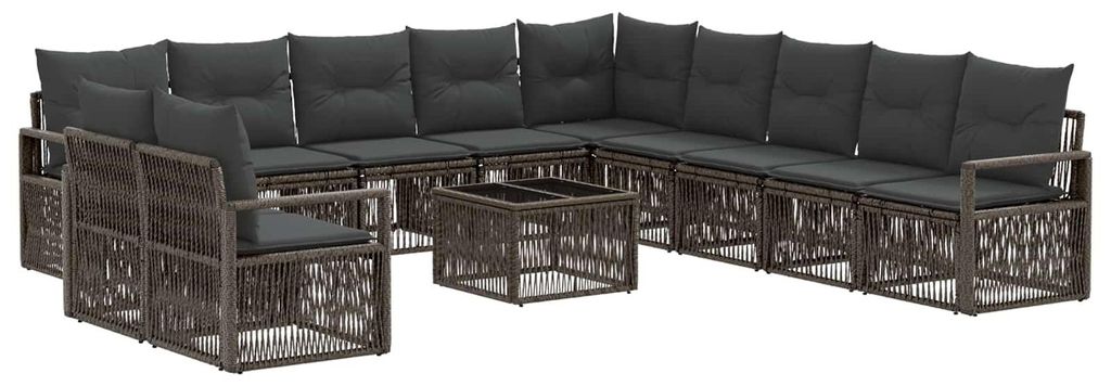 Gartensofa-set 12 pcs Grau Poly-Rattan