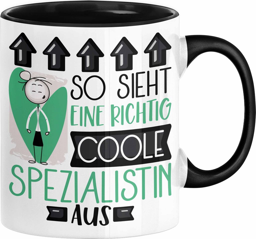 Spezialistin Geschenk Tasse Lustig Geschenkidee für Spezialistin Geburtstag So Sieht Eine Richtig Coole Spezialistin Aus Frauen Spruch (Schwarz)