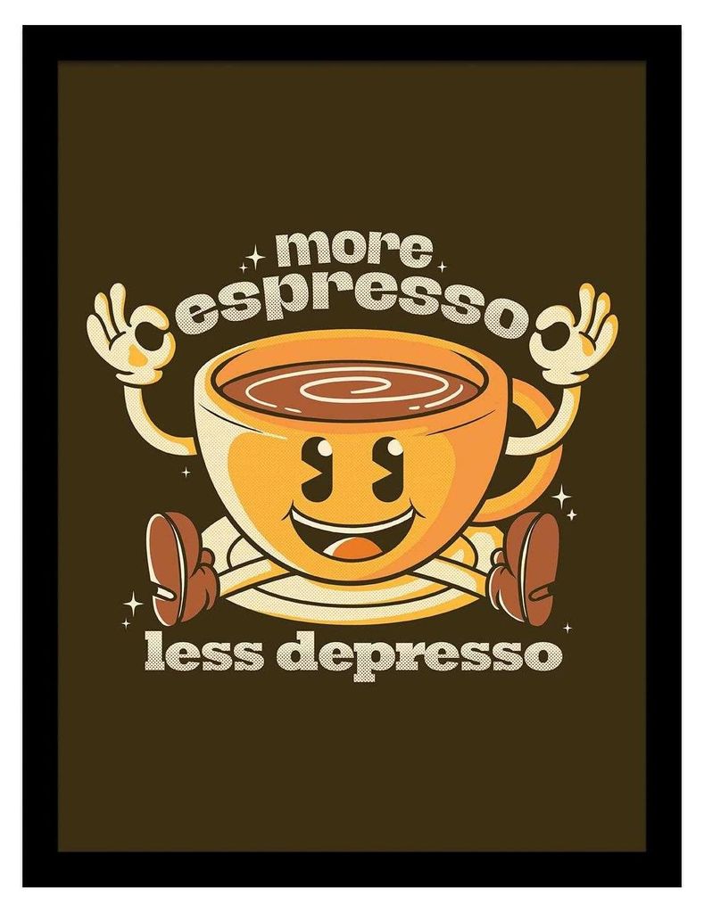 Pyramid International - "More Espresso Less Depresso" Gerahmtes Poster PM13477 (45 cm x 35 cm) (Bunt)