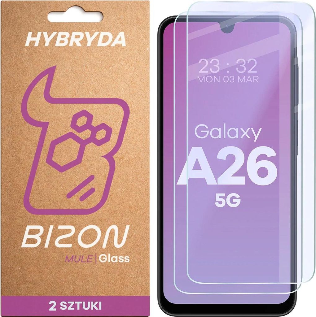 2x Flexibles Hybridglas für Galaxy A26 5G, Bizon Glass Mule Duo