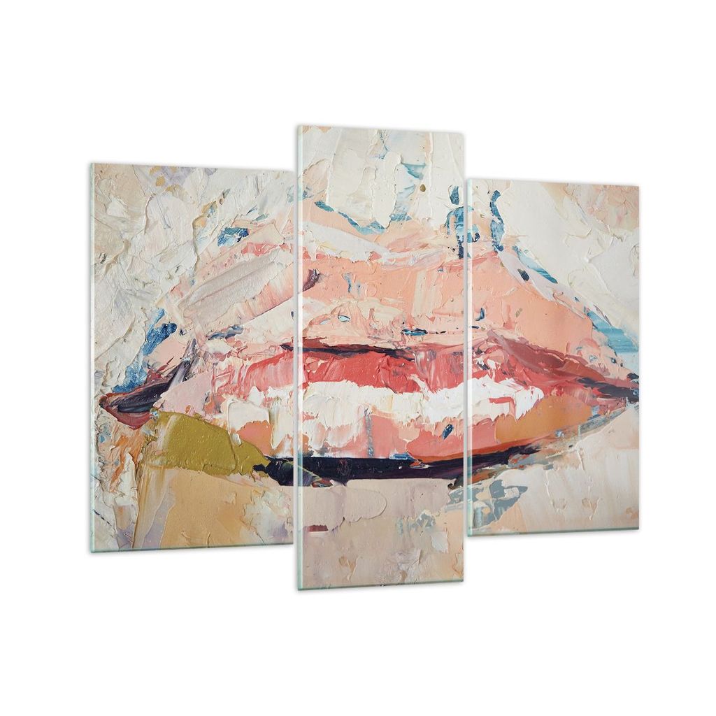 Bilder auf glas - 3 Teile - Mund pastos Stück - 130x100cm - Glasbilder - Wandbilder - Bilder - zum Aufhängen bereit - Wanddekoration aus Glas - G...