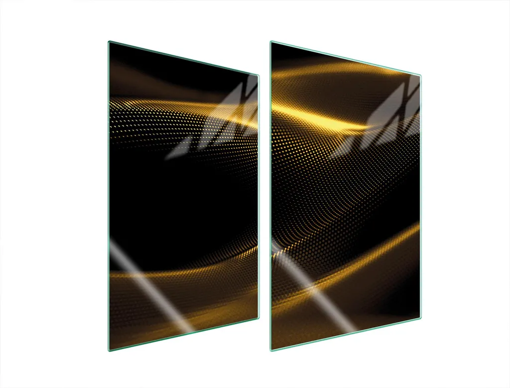 Tagliere in Vetro 35x52 Motivo Golden - Set 2 Copri Piano Cottura