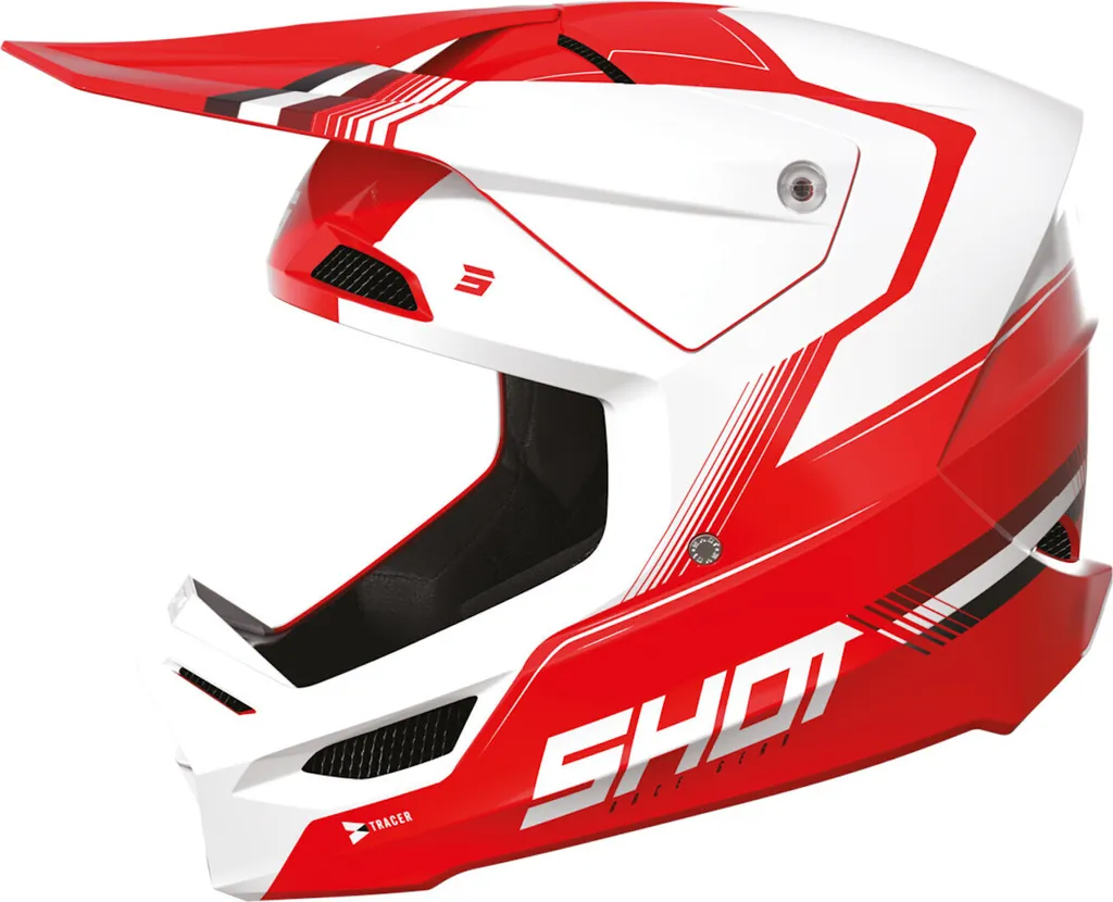 Casque de Cross Shot Race Tracer Rouge Blanc Homme pour Motocross M