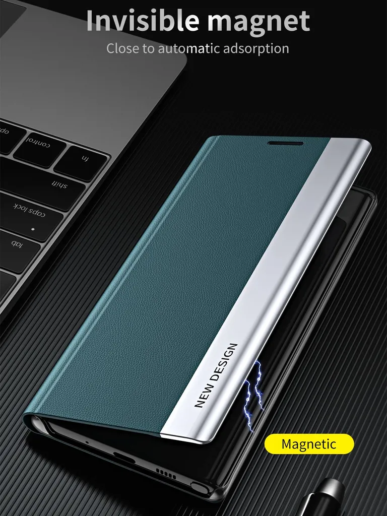 Custodia Samsung S23 in Finto Cuoio Nero con Supporto Video e Magnete - 4