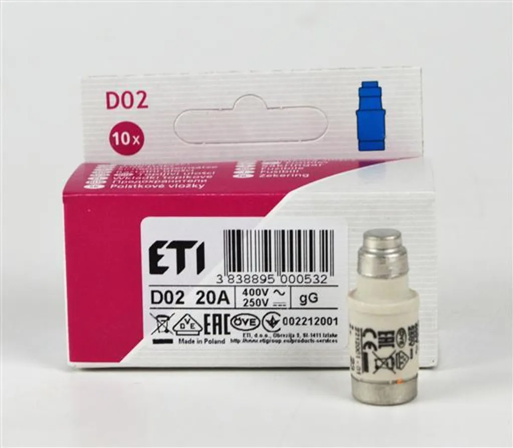 Évitez les Surcharges : Fusible ETI Neozed D02 20A 400V 002212001 Fiable