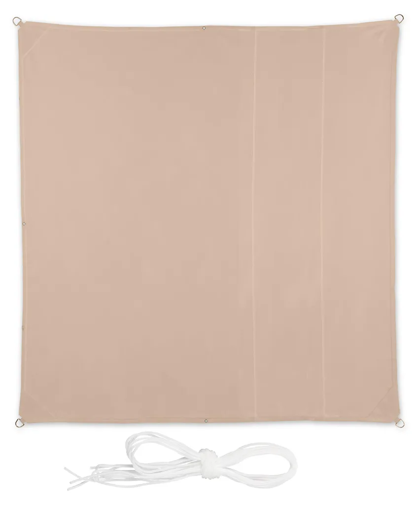 Protection solaire voile carrée beige pour coin repas et jeux d'enfants