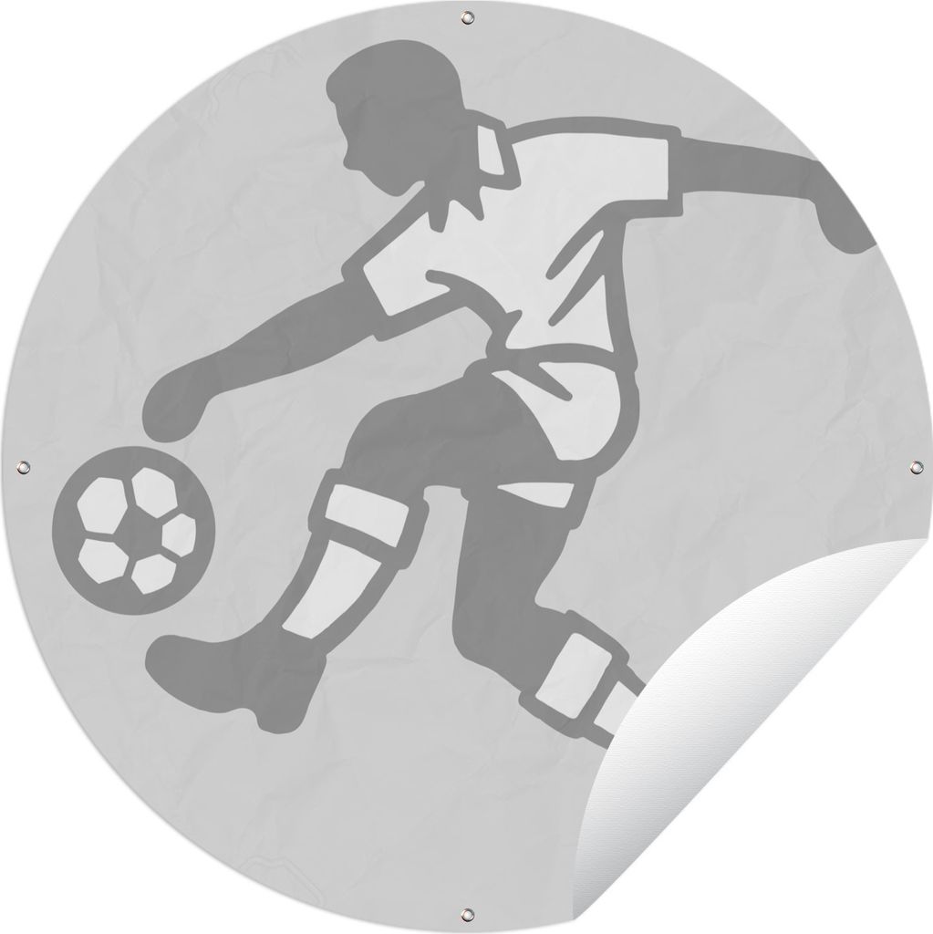MuchoWow Gartenposter Outdoor-Poster Rund Eine Illustration einer Person, die einen Fußball spielt - Jungen - Mädchen - Kinder Ø 120 cm Garten...