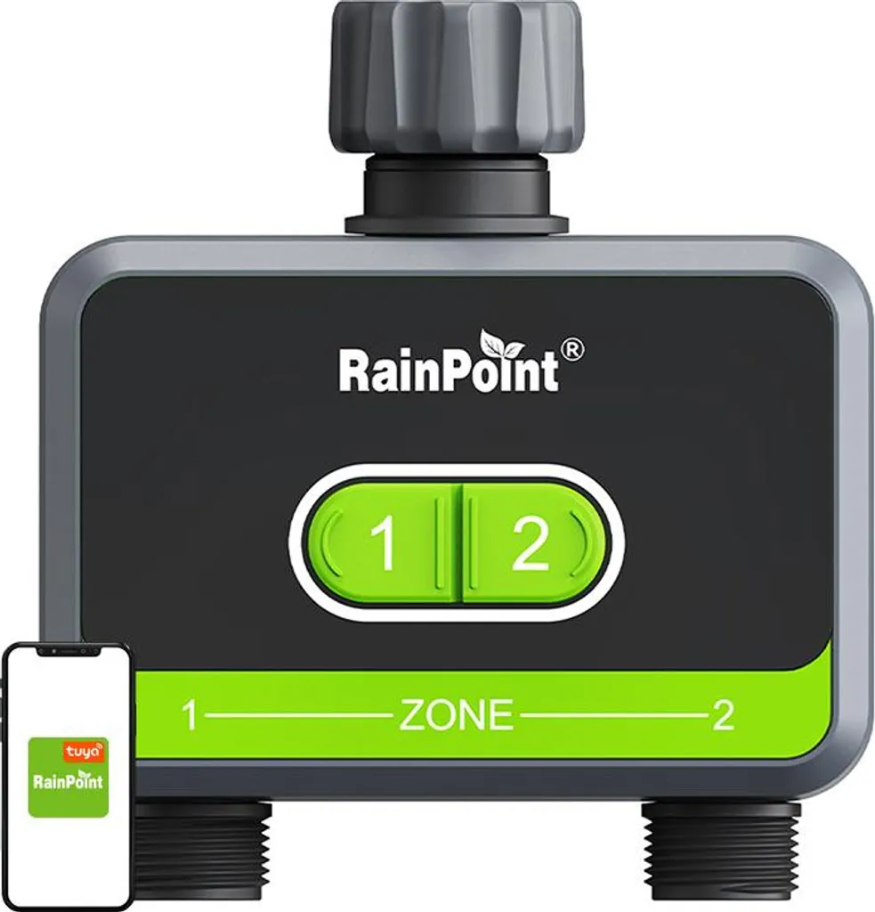 RainPoint Contrôleur d'Irrigation WiFi Double Zone avec Détecteur Pluie