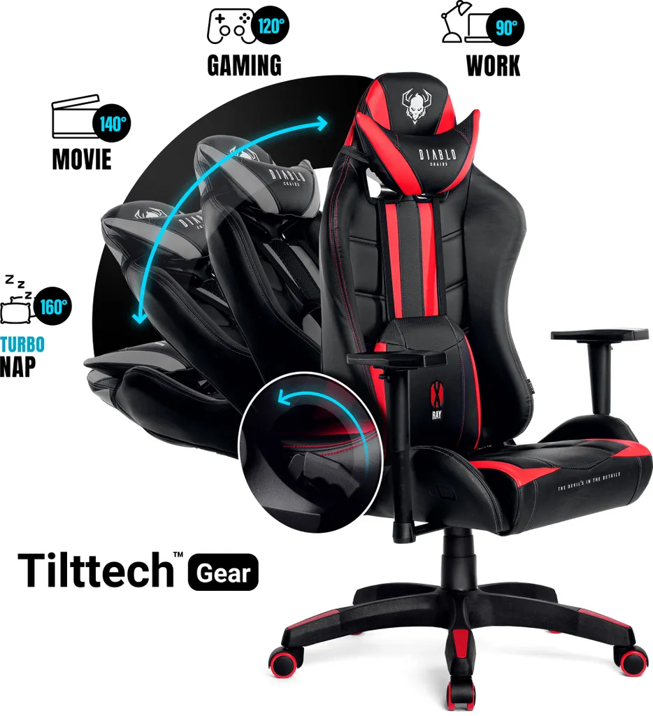 Siège Gaming 4D Diablo X-Ray Design Ergonomique et Dossier Inclinable - 12
