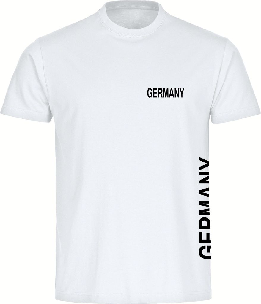 multifanshop Herren T-Shirt - Germany - Brust & Seite, weiß, Größe XL