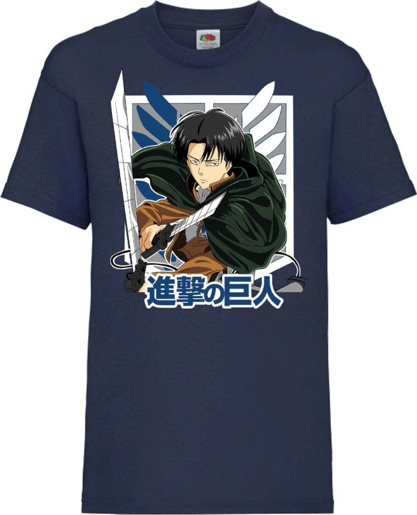 Kinder T-Shirt Attack Anime On Titan Levi Ackerman 01 Levi Titan Attack, 3-4 Jahr - 104 / Dunkelblau