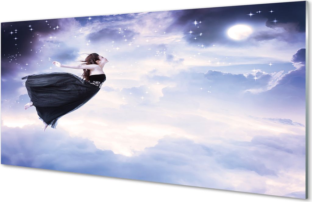 Spritzschutz 100x50 Wandkunst Fee Himmel Wolken sichel