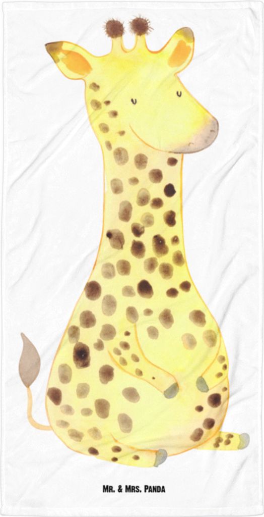 Mr. & Mrs. Panda Strandtuch Giraffe Zufrieden - Weiß - Geschenk, Strandlaken, Afrika, Reisehandtuch, Handtuch, Großes Badehandtuch, Abenteuer, Gl...