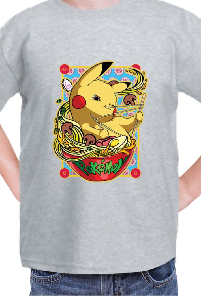 Kinder T-Shirt Japan Manga Anime Comics Pokemon 041, / Grau