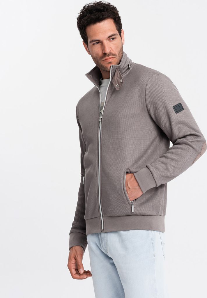 Ombre Clothing Sweatshirt mit Reißverschluss für Männer Bapetel Aschgrau L