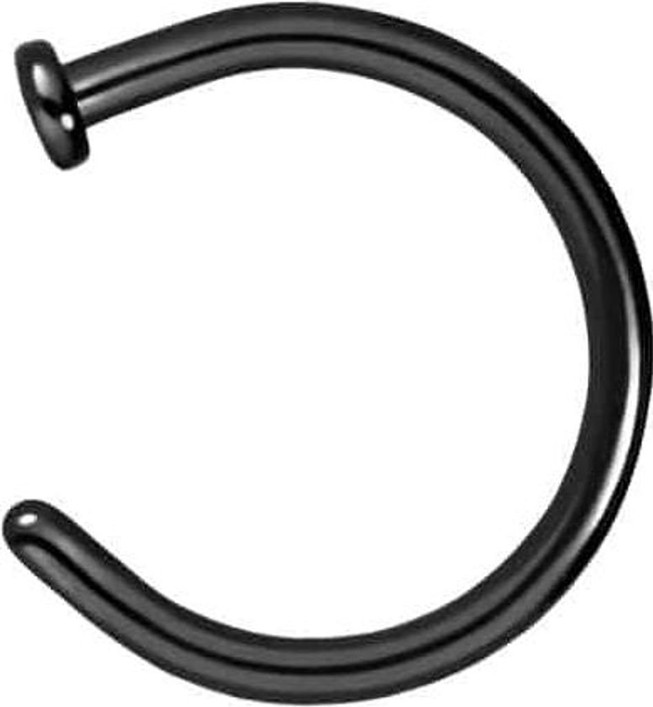 Nasenpiercing, Nasenstecker Chirurgenstahl Nasenring offen PLATTE Schwarz Innendurchmesser: 8mm + Stabstärke: 1mm