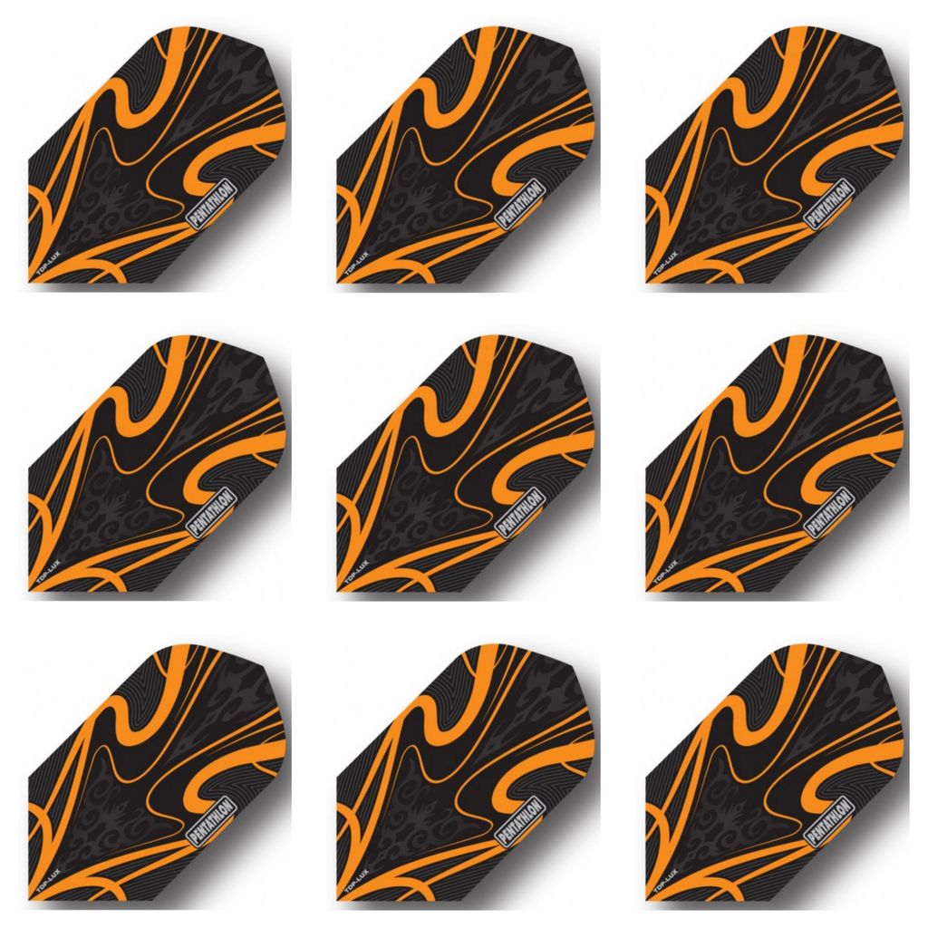 Pentathlon | TDP Lux | Dart Flights | Slim | 100 Mikron | Orange | 3 Sets = 9 Flights