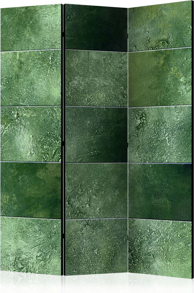 3-teiliger Doppelseitiger Vlies Paravent - Green Puzzle 135x172 cm Muster f-A-0336-z-b
