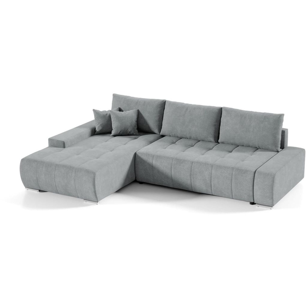 Ecksofa DRACO L mit Schlaffunktion & Bettkasten, Velo in Hellgrau, Ottomane Links