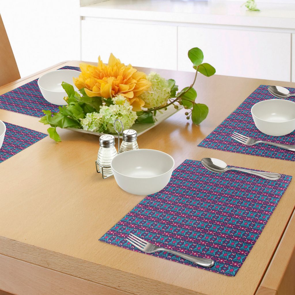 ABAKUHAUS Geometrisch Platzmatten, Abstraktes buntes Compositon von Form-Rauten streift und Dreieck-Muster, Tiscjdeco aus Farbfesten Stoff für das...