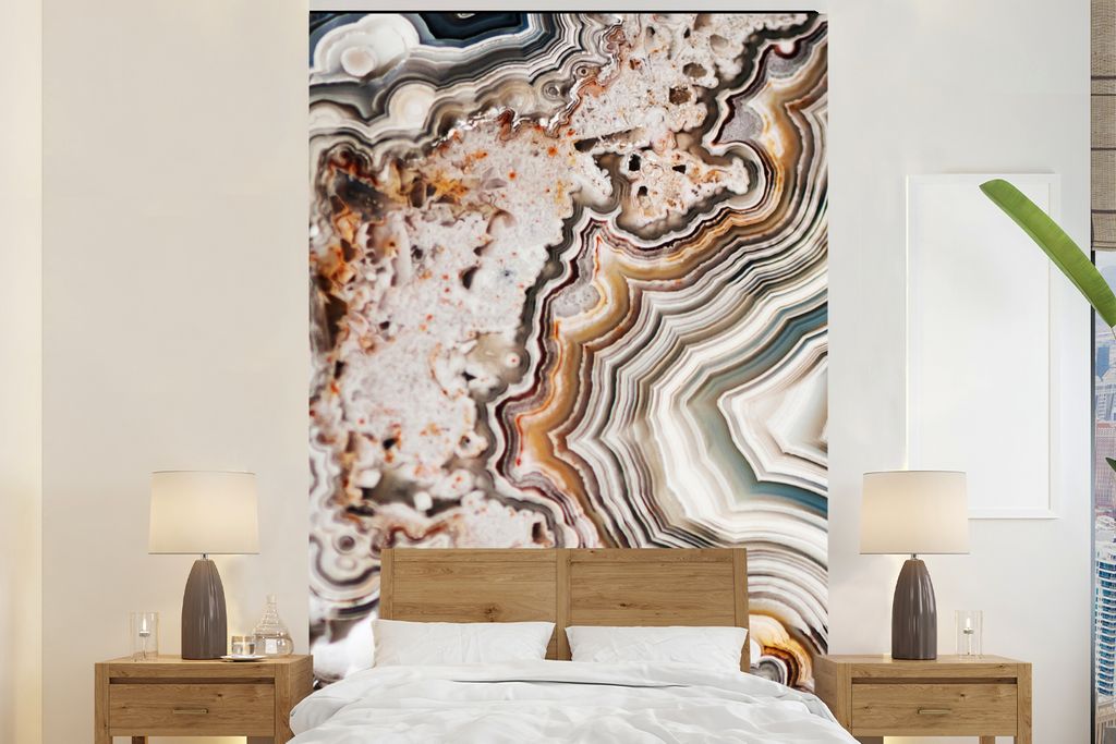 MuchoWow Fototapete für Wohnzimmer oder Schlafzimmer Wandtapete Vinyl Motivtapete Edelstein - Marmor - Natur - Abstrakt - 145x220 cm - Wanddekor...