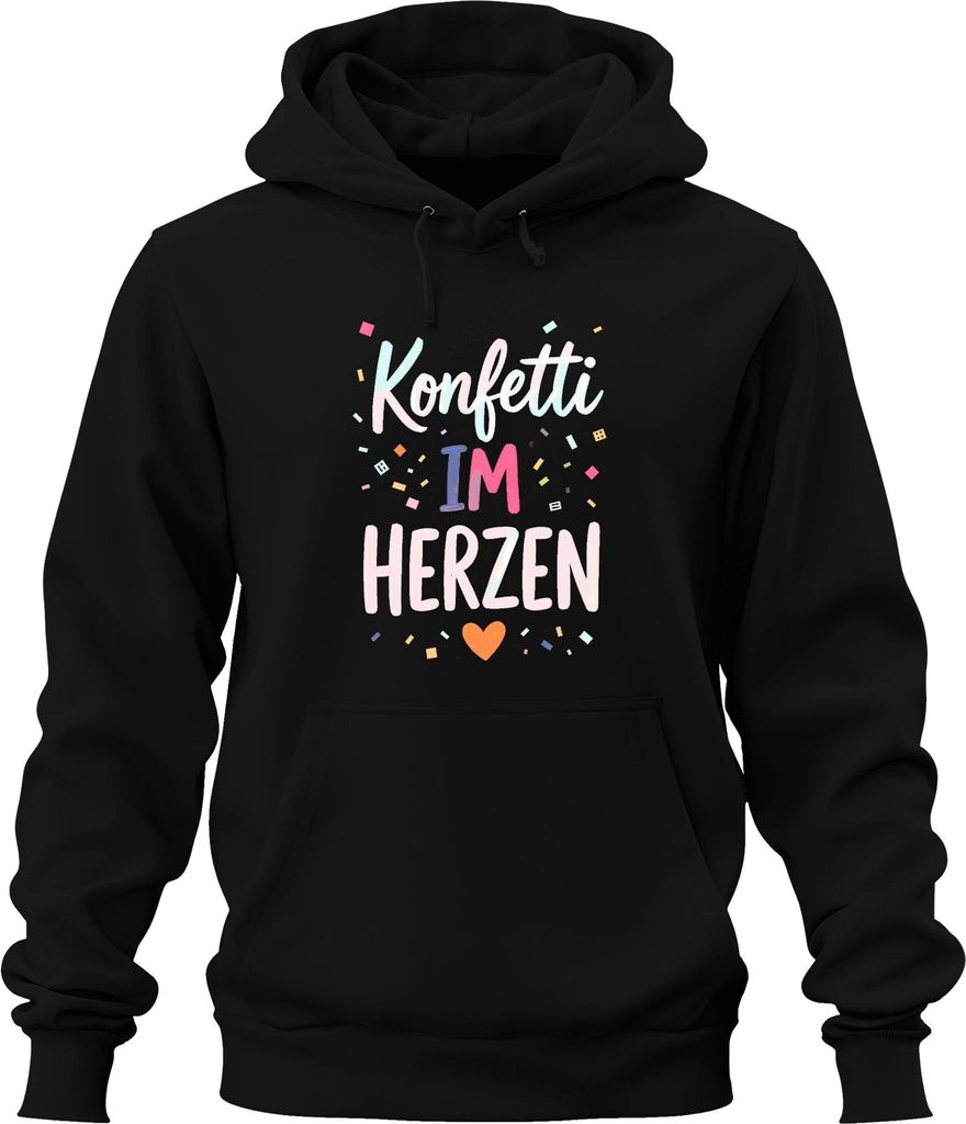 Konfetti im Herzen Fasching Köln Party Geschenk Pastell Karneval Uni Hoodie Kapuzenpullover, Schwarz, 3XL