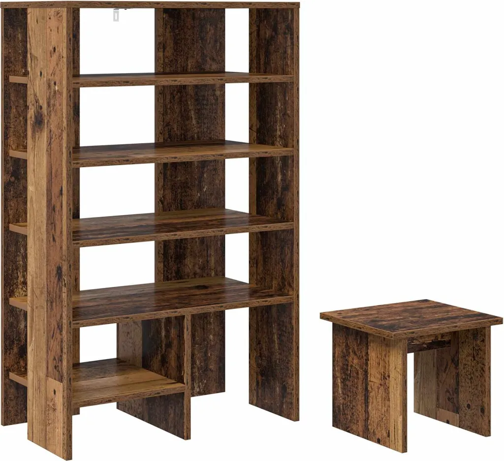 Mobile Scarpiera Moderna con Ripiano Contenitore | Set 2 Pezzi Legno