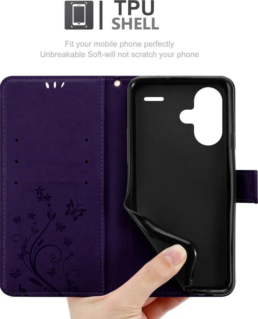 Cadorabo Book Case per Xiaomi Redmi Note 13 Pro Plus - Design Floreale - 5