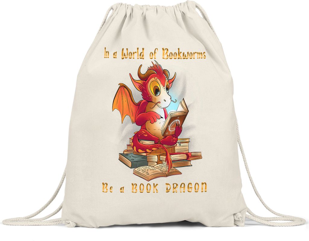 Bookworm? Please, I Am A Bookdragon Turnbeutel Gymsack Buch Lesen Bücherwurm Drachen Bildung Bücher