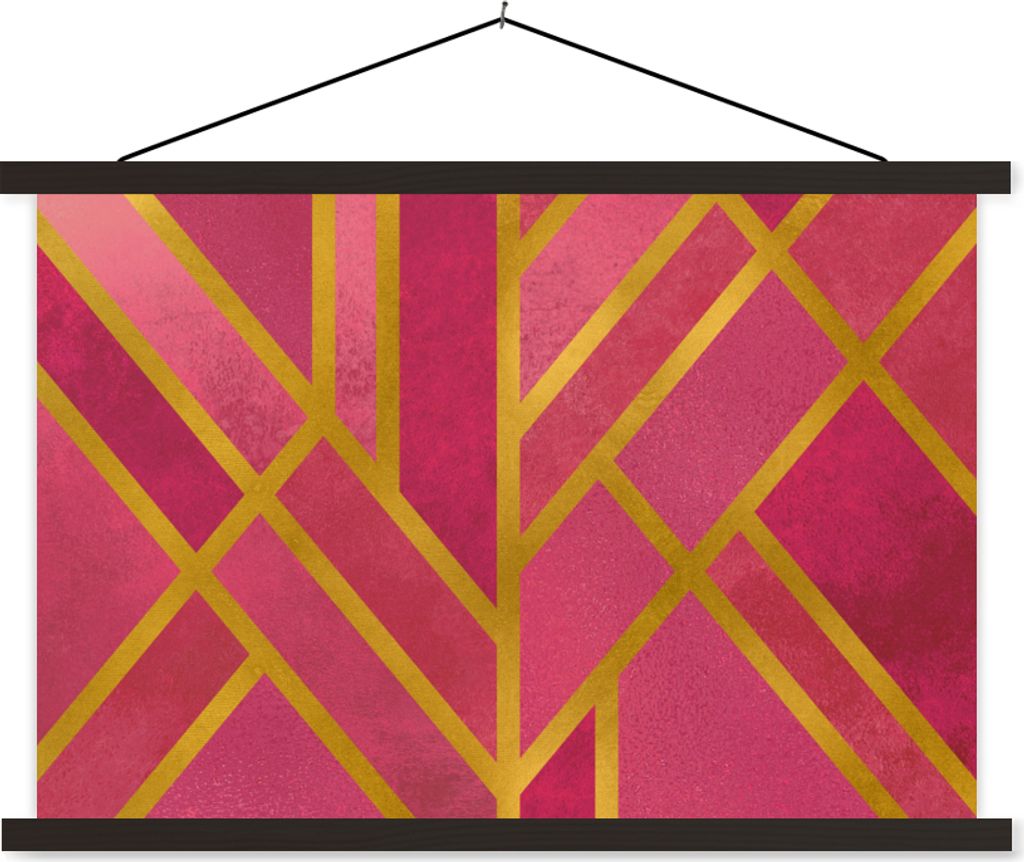 MuchoWow Textilposter Gold - Design - Rosa 120x80 cm mit schwarzem Rahmen - Wanddeko