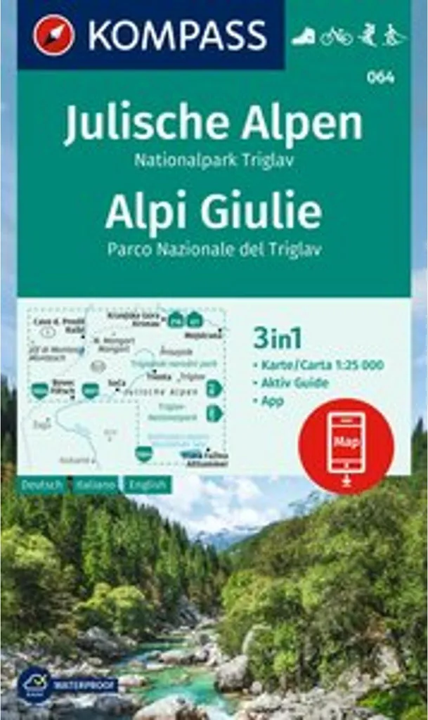 Carte KOMPASS 064 Alpes Juliennes et Parc Triglav 1:25.000 Précise
