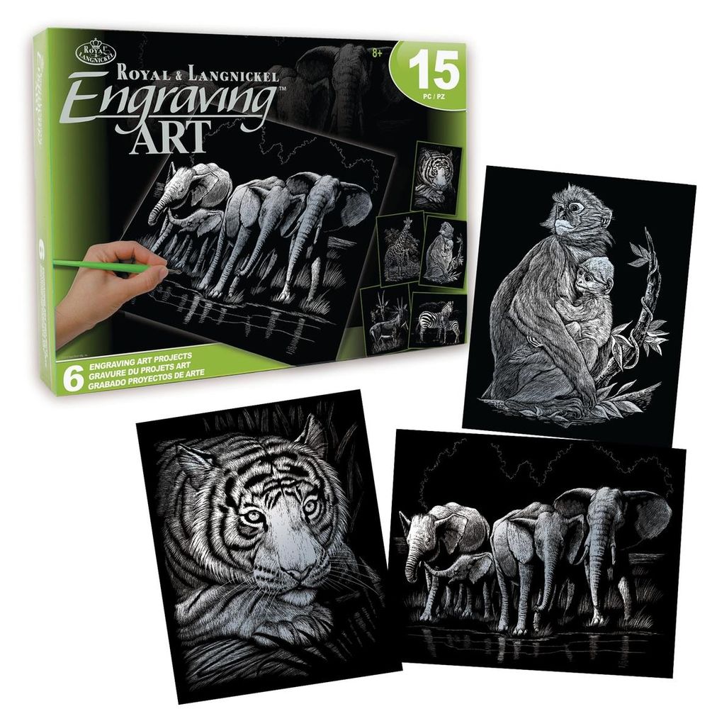 PRACHT Kratzbilder exotische Tiere silber 20x25cm 6 Stück