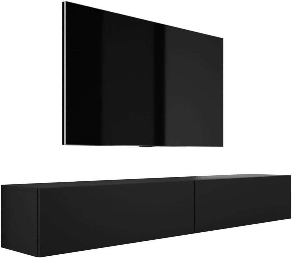 3E 3xE living.com TV-Hängeschrank - modernes Design A: B: 2 x 100 cm, H: 34 cm, T: 32 cm. TV-Lowboard, TV-Brett, TV-Hängekommode, BLACK MAT
