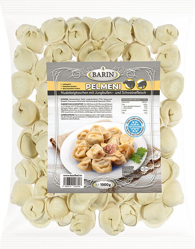 BARIN PELMENI Elita, Nudelteigtaschen mit Schweine und Produktbild 