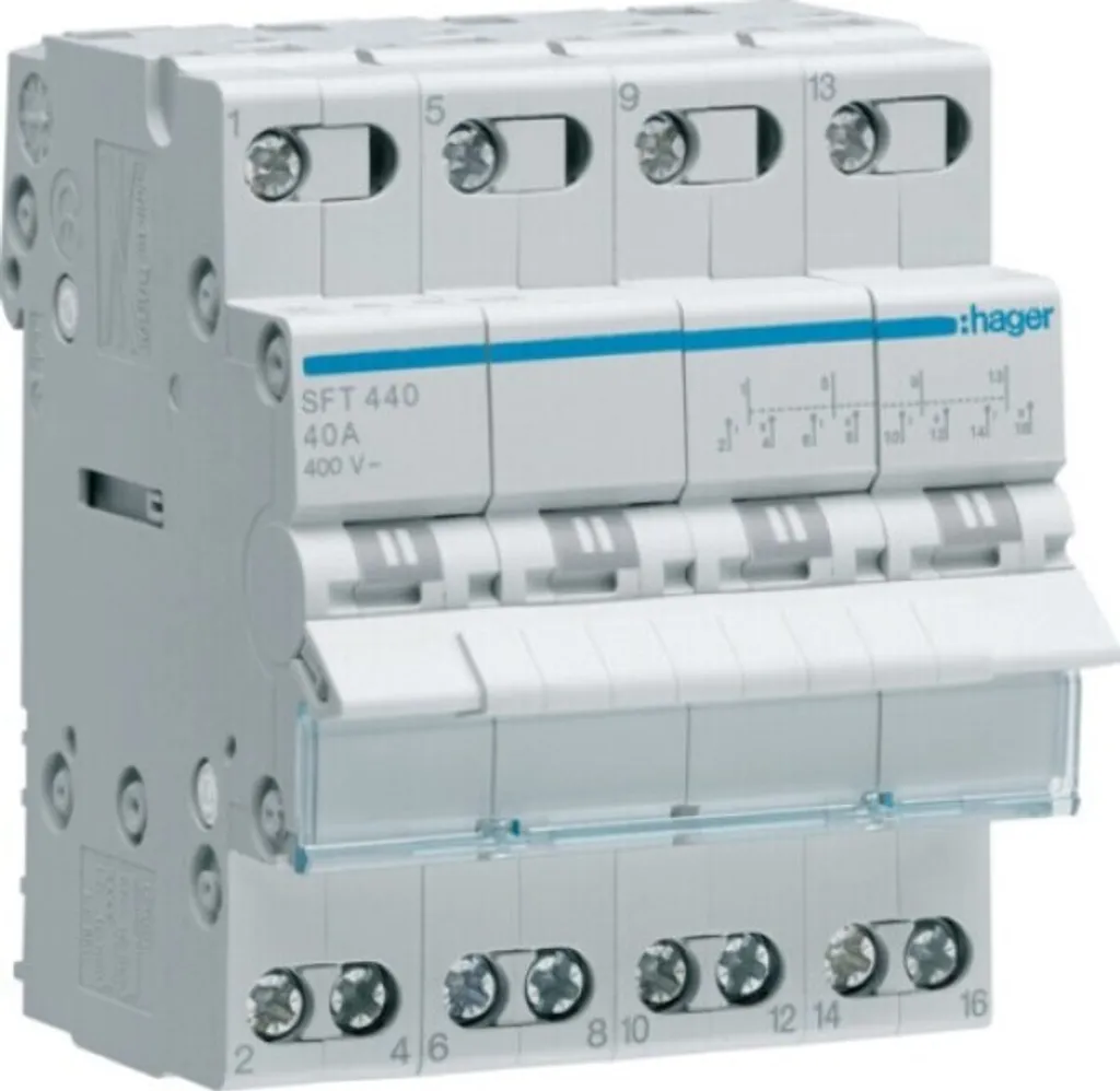 Inverseur de Source Manuel Hager SFT440 4 Pôles 40A Rail DIN Modulaire