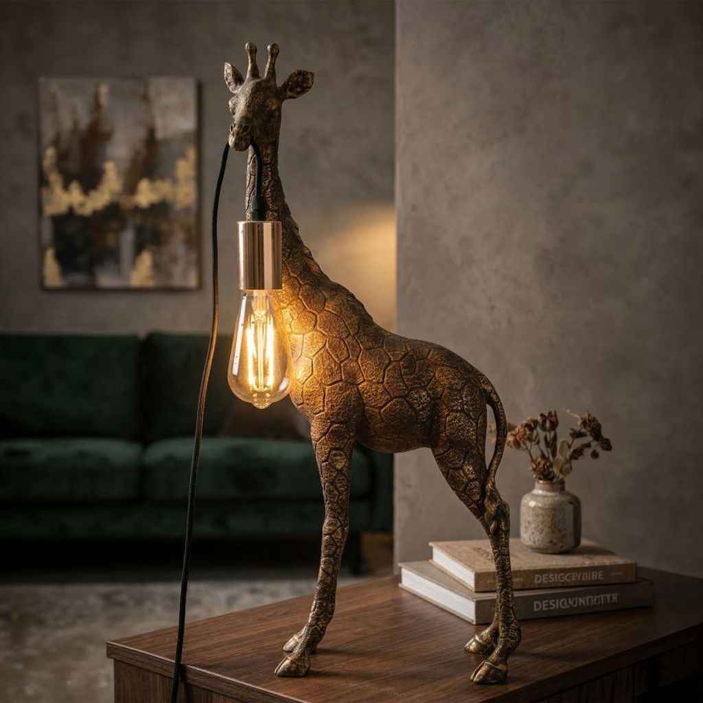 Lampada da tavolo a forma di giraffa, in resina, finitura Immagine del prodotto 