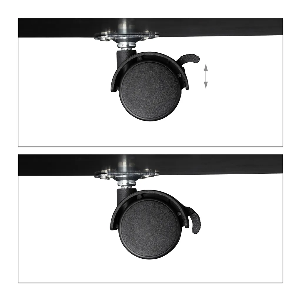 Relaxdays Table d'Appoint Ronde à Roulettes Design Industriel Noir - 6