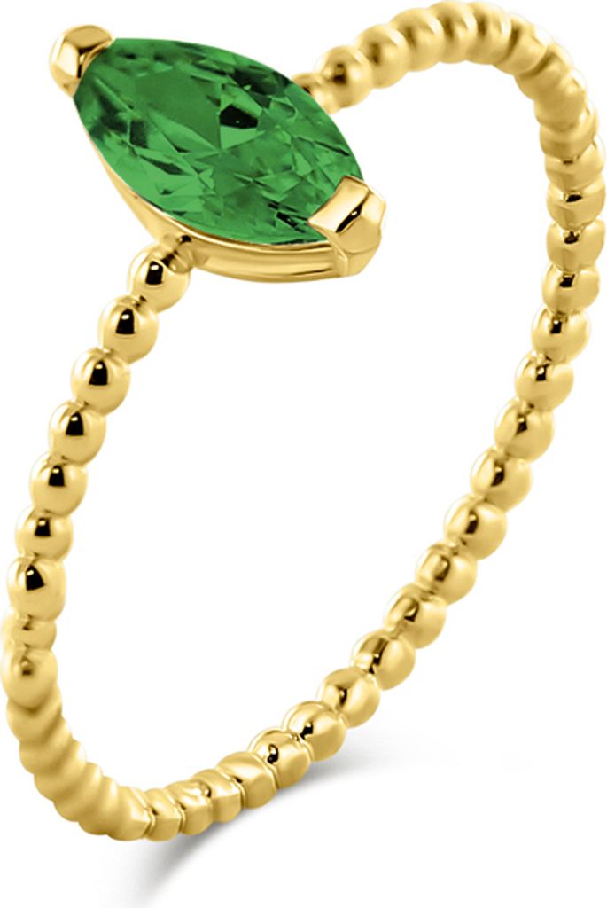 9NBG-0683-50 – New Bling – 14 karaat geelgouden ring – Met groene zirkonia – Maat 50