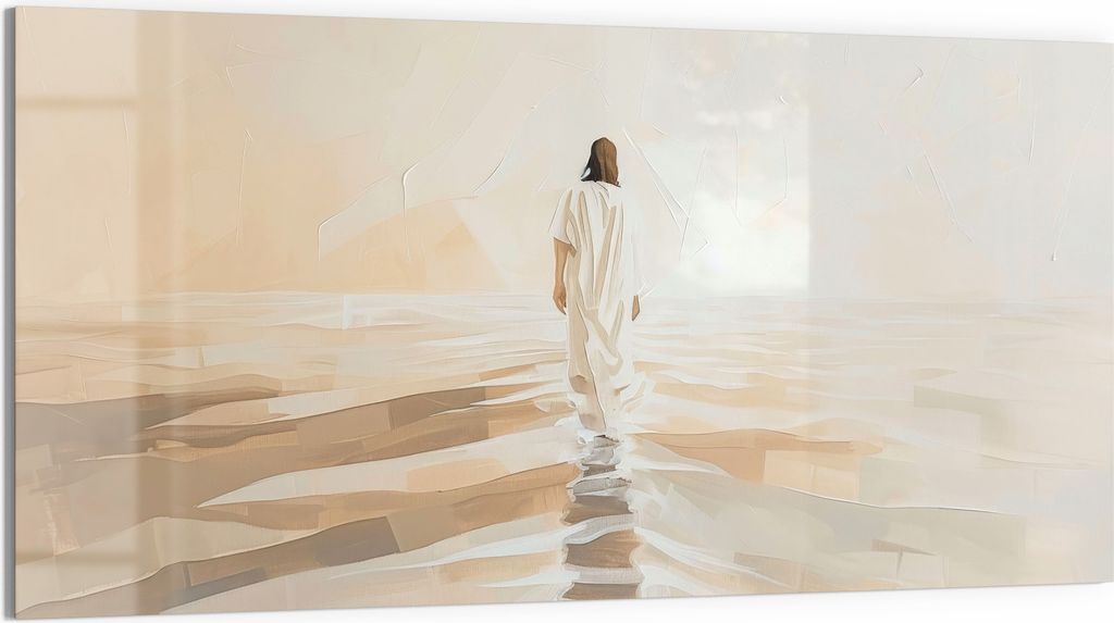DEQORI Glasbild Acryl 100x50 cm 'Schritte des Friedens' Wandbild Bild modern Deko