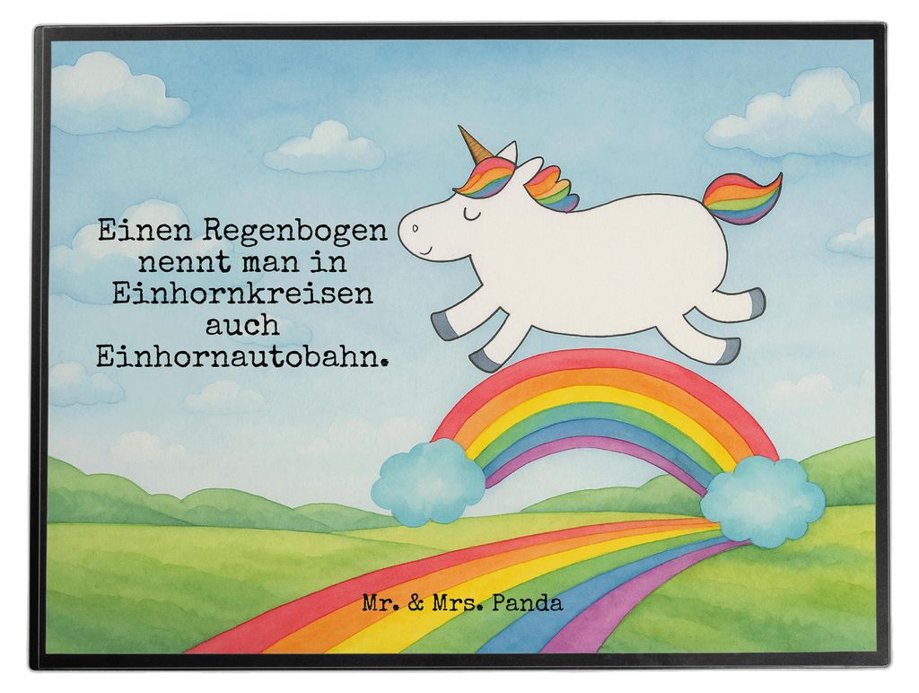 Mr. & Mrs. Panda tischpad Einhorn Regenbogen Design - Weiß - Geschenk, Glitzer, malunterlagen, Erwachsenwerden, tischschutz, Unicorn, Unterlage Sc...