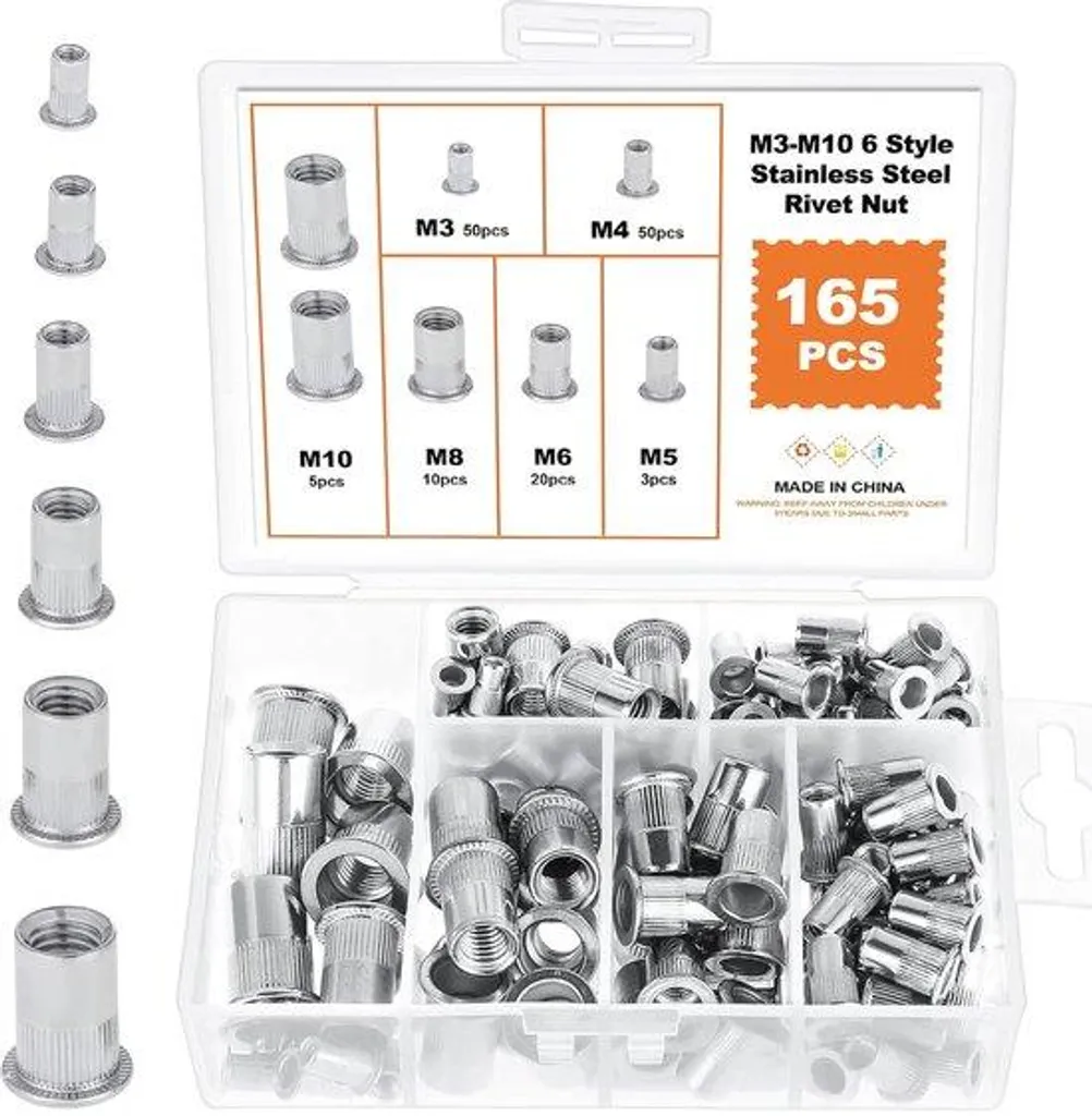 Écrous à sertir en acier inox M3-M10 à tête plate pour tout support