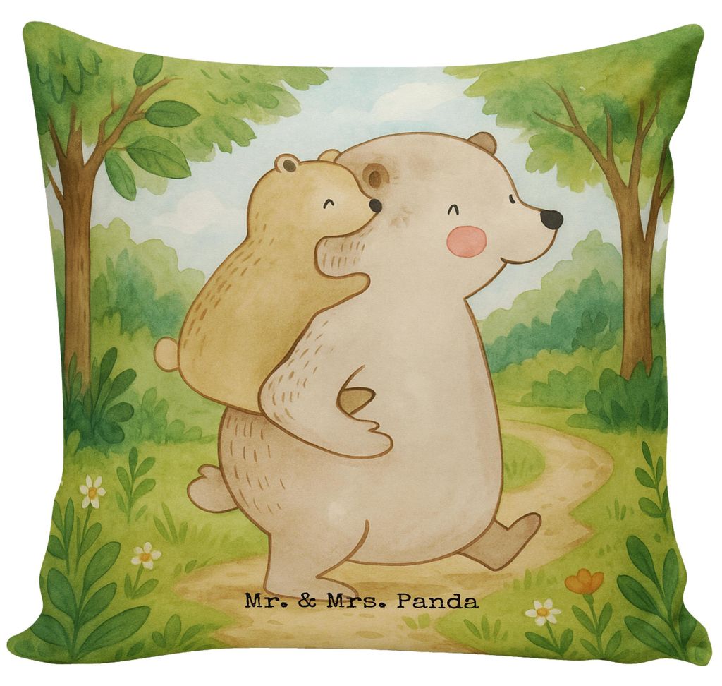 Mr. & Mrs. Panda Sofa Kissen Papa Bär Design - Weiß - Geschenk, kuschelkissen 40x40, Dekokissen, bedruckt, Vatertag, Opa, Geburtstag, couch, Polster